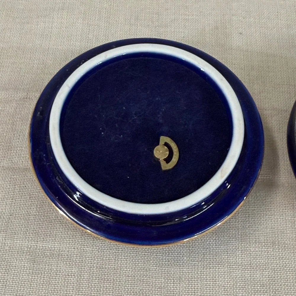 Blue Celestial Sun Moon Music Box Trinket Jar Whimsigoth Vintage OS
